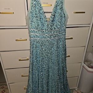 SHEIN Sparkling Teal Sequin Gown